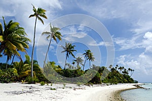 Landscape of of Maina Island in Aitutaki Lagoon Cook Islands