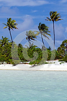 Landscape of of Maina Island in Aitutaki Lagoon Cook Islands