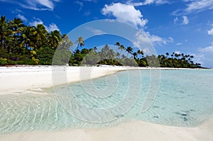 Landscape of of Maina Island in Aitutaki Lagoon Cook Islands