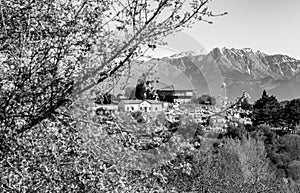 Landscape on Mainalo mountain with to the peaks of Helmos mounatin range.Arcadia, Greece photo