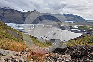 Landscape majestic glacier Vatnajokull, nature iceland