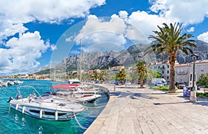 Landscape with Makarska town, dalmatian coast, Croatia