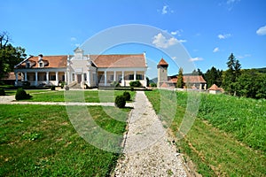 Landscape with mansion and fortified church
