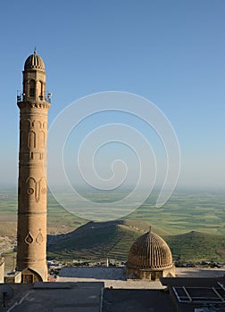 Landscape of Mardin city with minaret