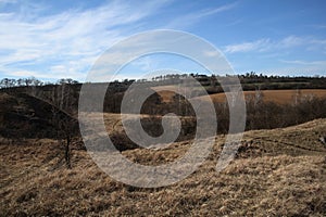 landscape with meadows hills and fields