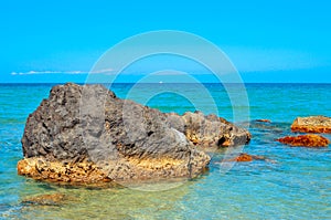 Landscape of the Mediterranean Sea in Ibiza Island, Spain