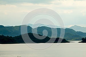 Landscape mist at Kaeng Krachan Dam