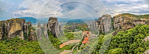 Landscape with monasteries and rock formations on Meteora, Greece