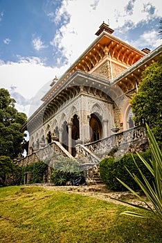 Landscape at Monseraty park with beautiful house, Cintra, Portug photo