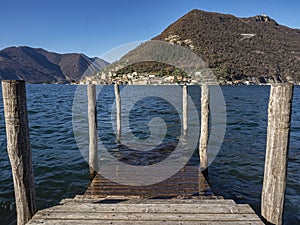 Landscape of Monte Isola the biggest island on Iseo Lake