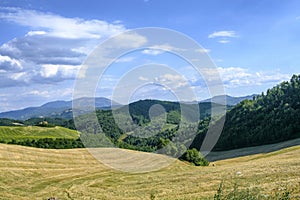 Landscape in Montefeltro near Urbania Marches, Italy