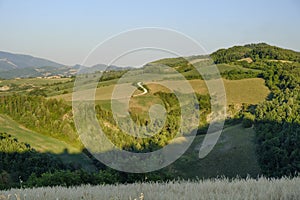 Landscape in Montefeltro near Urbino Marches, Italy