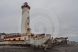Landscape of Monumental Lighthouse of La Serena in a cloudy day, Chile