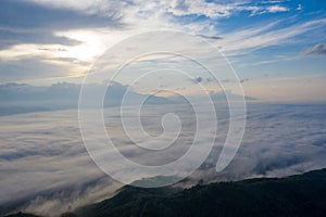 Landscape of Morning Mist with Mountain Layer