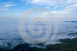 Landscape of Morning Mist with Mountain Layer