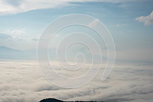 Landscape of Morning Mist with Mountain Layer