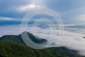 Landscape of Morning Mist with Mountain Layer