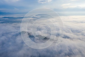 Landscape of Morning Mist with Mountain Layer