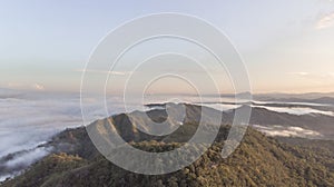 Landscape of Morning Mist with Mountain Layer at  north of Thailand