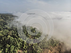 Landscape of Morning Mist with Mountain Layer at  north of Thailand