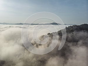 Landscape of Morning Mist with Mountain Layer at  north of Thailand