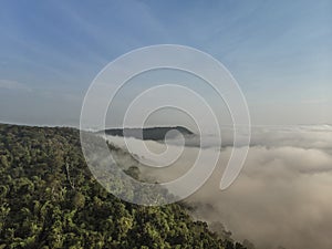 Landscape of Morning Mist with Mountain Layer at  north of Thailand