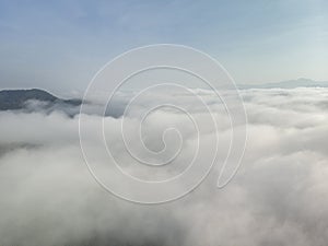 Landscape of Morning Mist with Mountain Layer at  north of Thailand