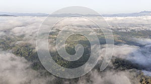 Landscape of Morning Mist with Mountain Layer at  north of Thailand