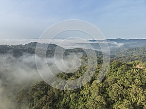 Landscape of Morning Mist with Mountain Layer at  north of Thailand