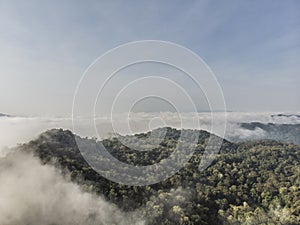 Landscape of Morning Mist with Mountain Layer at  north of Thailand