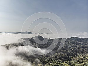 Landscape of Morning Mist with Mountain Layer at  north of Thailand