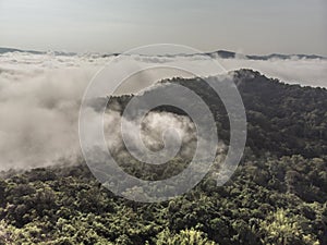 Landscape of Morning Mist with Mountain Layer at  north of Thailand