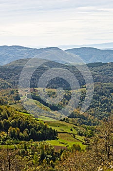 Landscape of mount Bobija, peaks, hills, meadows and green forests