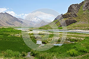 Landscape of Mount Damavand and Lar River , Iran