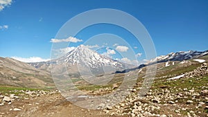 Mount Damavand western view from Lar National Park , Iran photo