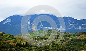 The landscape of Mount Kinabalu in Malaysian Borneo