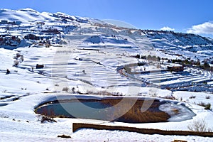 Landscape in Mount Lebanon in winter View of Faraya  snowLandscape in Mount Lebanon in winter View of Faraya  snow