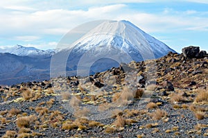 Landscape of Mount Ngauruhoe in Tongariro National Park