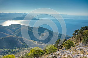 Landscape of Mount Pantokrator at Corfu, Greece