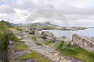 Landscape and mountain in Andenes in Lofoten in Norway