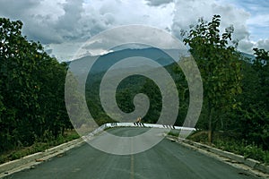 Landscape Mountain Clouds Road Right Turn Background