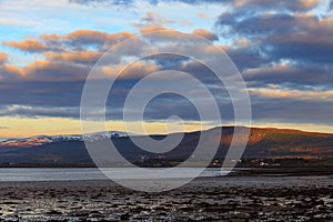 Landscape of mountain at Cromarty Firth during Sunset in Invergordon photo