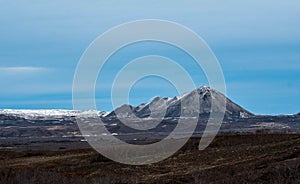 Landscape with mountain at the exit of Dimmu Borgir in Iceland