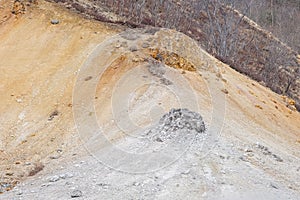 Landscape of mountain in the hot spring area with some steam