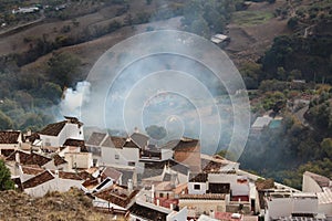 Landscape of mountain with houses -Casarabonela-andalusia