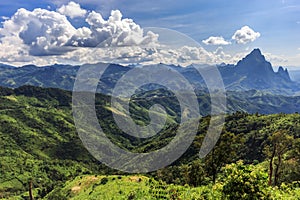 Landscape of Mountain and road at Phou Khoun, Laos