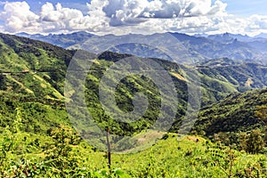 Landscape of Mountain and road at Phou Khoun, Laos