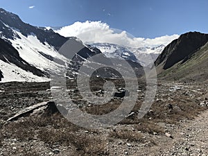 Landscape of mountain Snow in Santiago, Chile