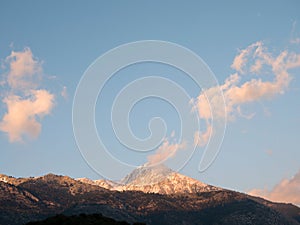 Landscape of mountain with snow