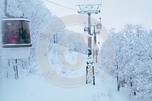 Landscape and Mountain view of Nozawa Onsen in winter , Nagano, Japan